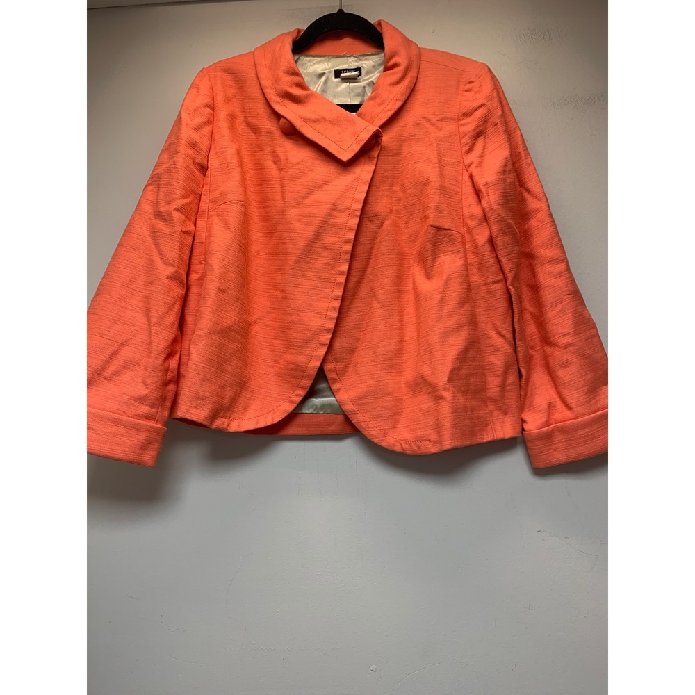 J.Crew Blazer Women 10 Coral Orange Excellent Cotton Linen Asymmetrical Wrap